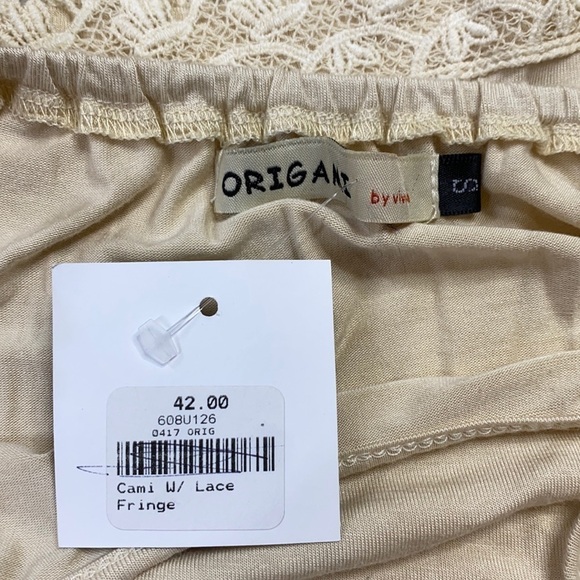 Origami Fringe Boho Cream Tank Top Size Small NWT - Picture 3 of 4